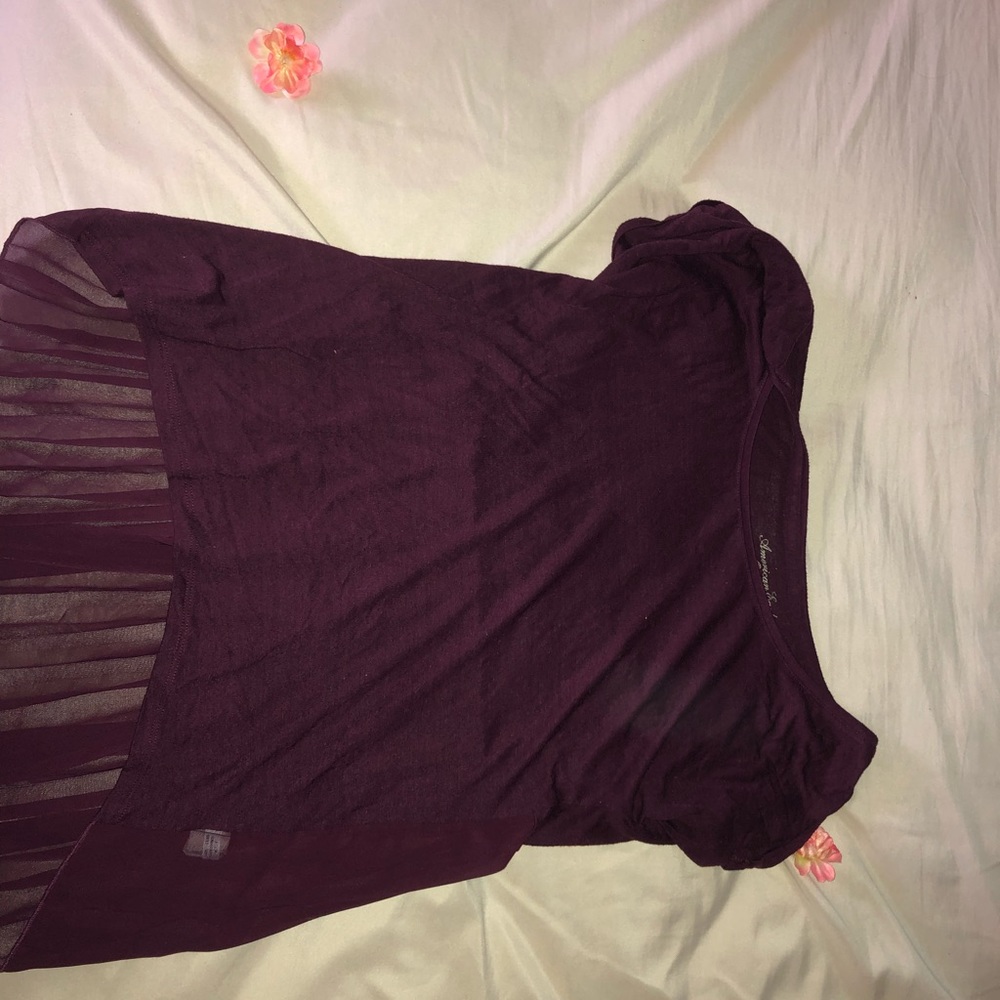 Maroon blouse with sheer back